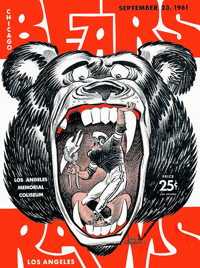 Chicago Bears V Los Angeles Rams 1961 Program Painting by Big 88