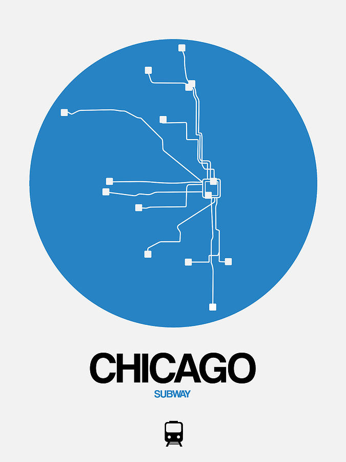 Chicago Digital Art - Chicago Blue Subway Map by Naxart Studio