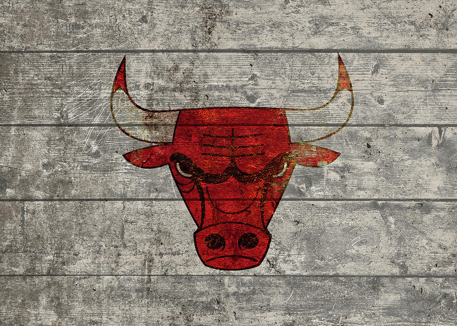 Chicago Bulls Mixed Media - Chicago Bulls Logo Vintage Barn Wood Paint by Design Turnpike