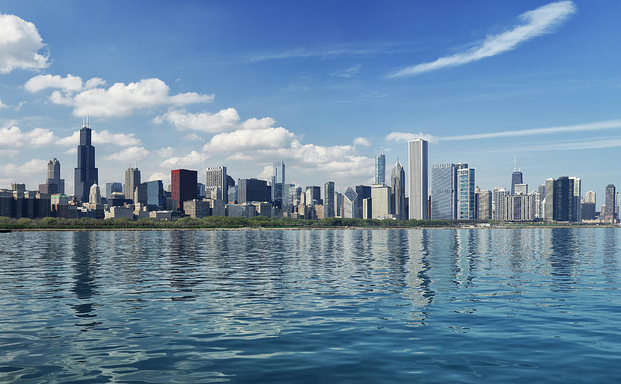 Chicago City And Lake Michigan Photograph by Fstoplight