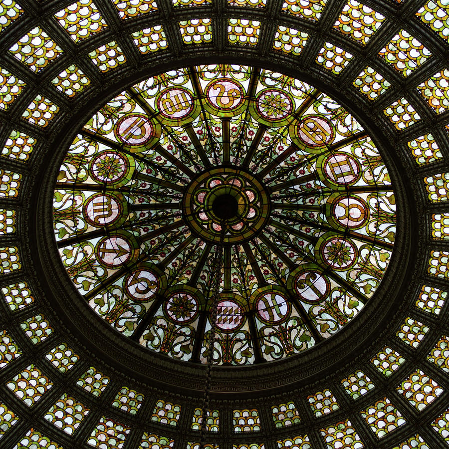 Chicago Photograph - Chicago Cultural Center Tiffany Dome SQ Format by Thomas Woolworth
