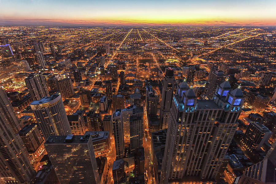 Chicago Downtown At Sunset Photograph by Www.sand3r.com
