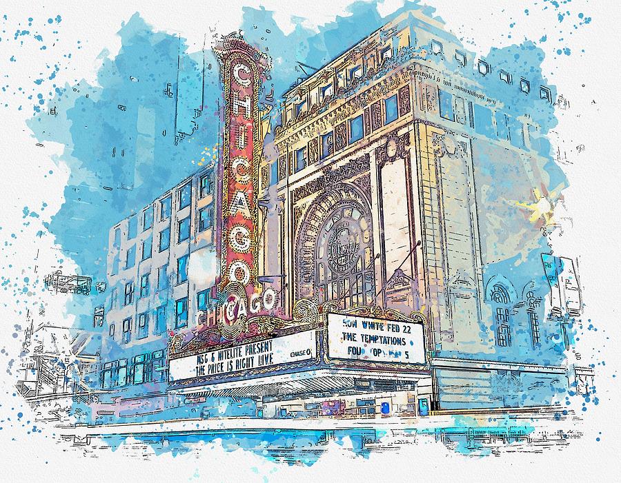 Chicago Downtown -  Watercolor By Ahmet Asar Painting