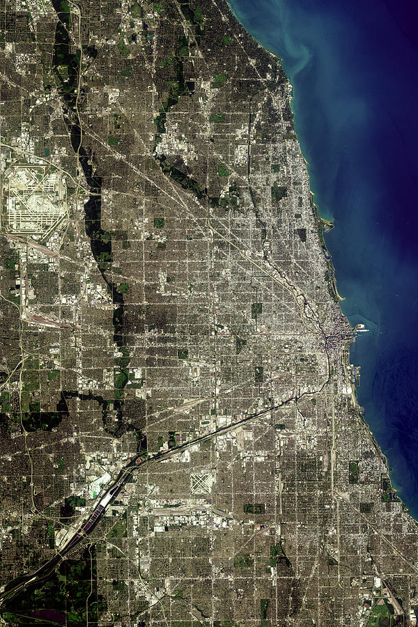 Chicago from space Digital Art by Christian Pauschert