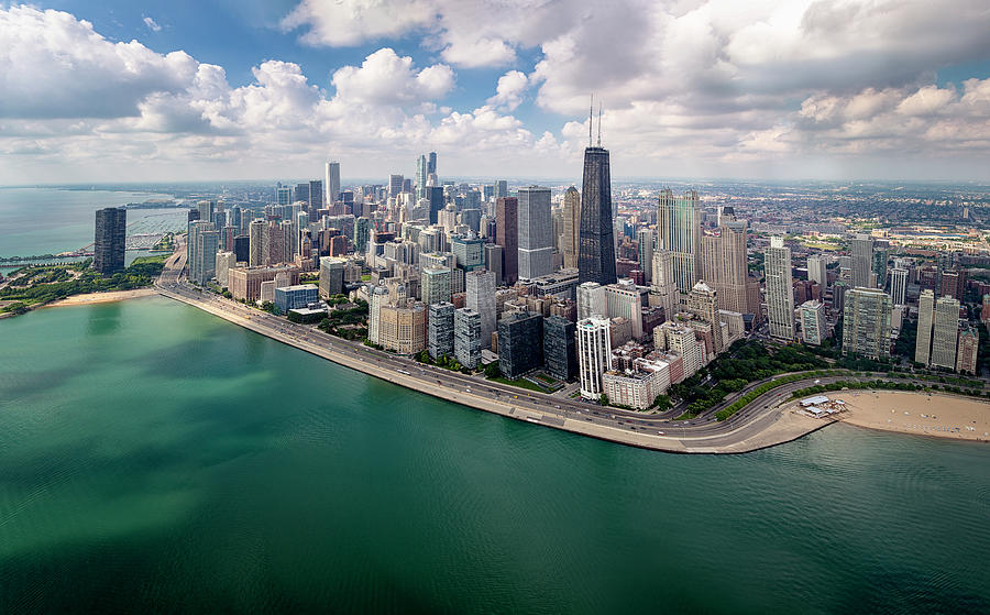 Chicago Gold Coast Aerial Panoramic Photograph by Adam Romanowicz