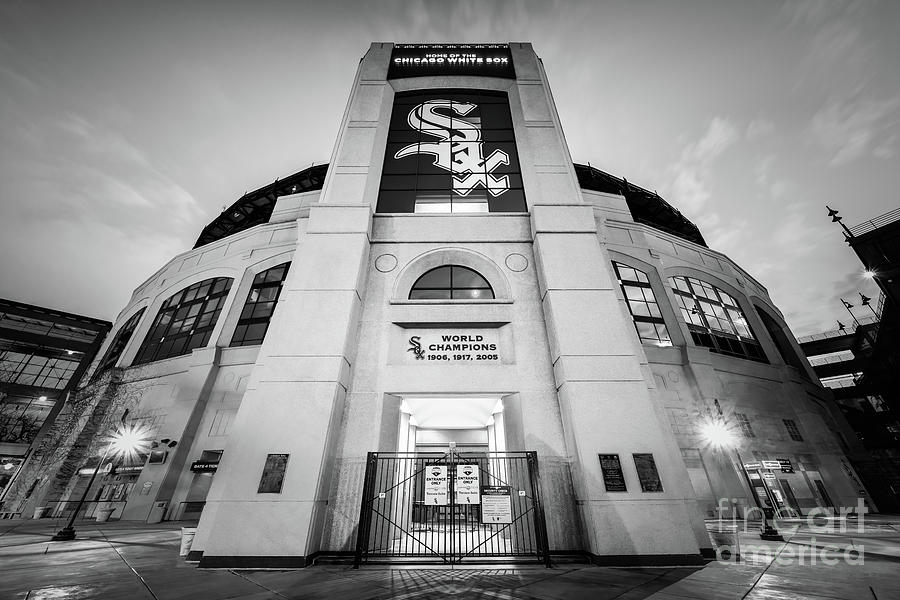 Chicago White Sox Photograph - Chicago Guaranteed Rate Field Black and White Photo by Paul Velgos