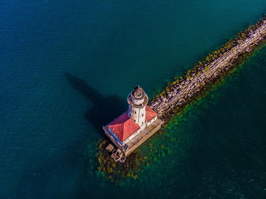 Chicago Harbor Lighthouse - Birds Eye View Photograph by Bobby K