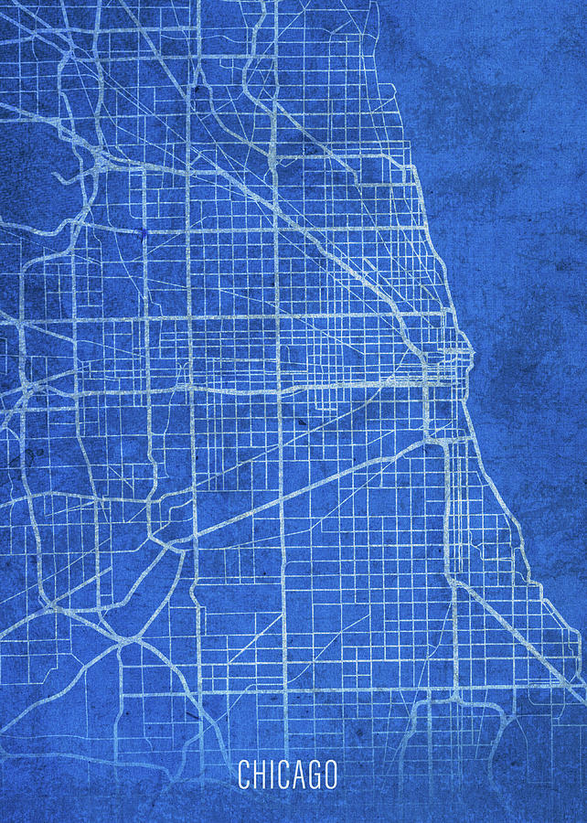 Chicago Mixed Media - Chicago Illinois City Street Map Blueprints by Design Turnpike