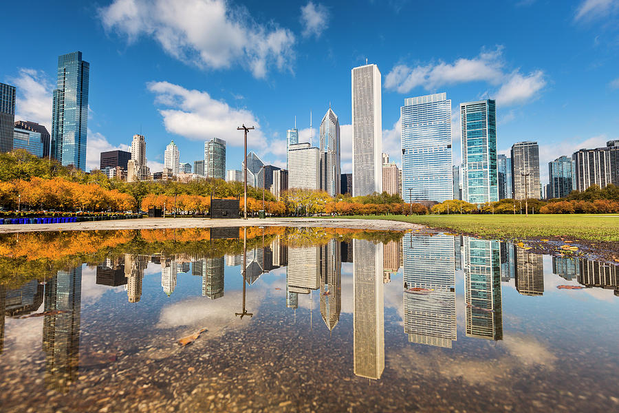 Chicago Illinois Skyline Reflection Photograph by Pgiam
