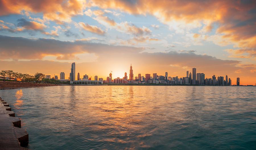 Lake Michigan Photograph - Chicago, Illinois, Usa Downtown Skyline by Sean Pavone