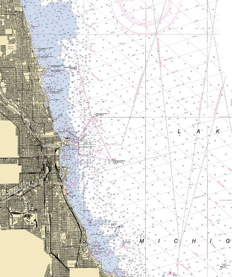 Chicago Lake Michigan Nautical Chart Mixed Media By Sea Koast Fine