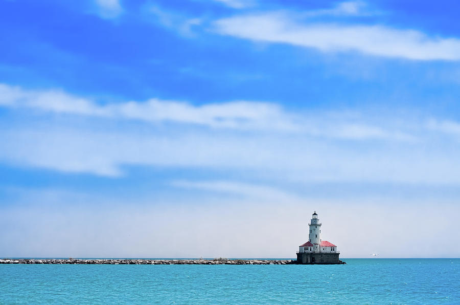 Chicago Lighthouse Minimalism On Lake Photograph by Smartshots International
