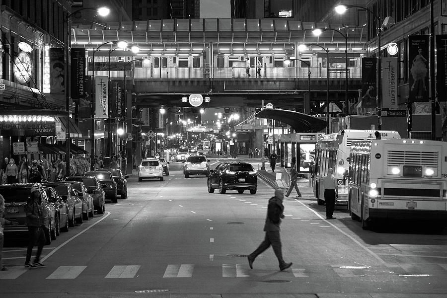 Chicago At Night, Madison St at Michigan Ave Photograph by Jim Hughes