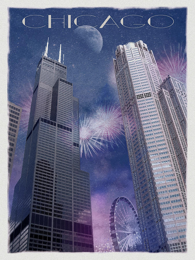Skyscraper Mixed Media - Chicago Magic by Old Red Truck