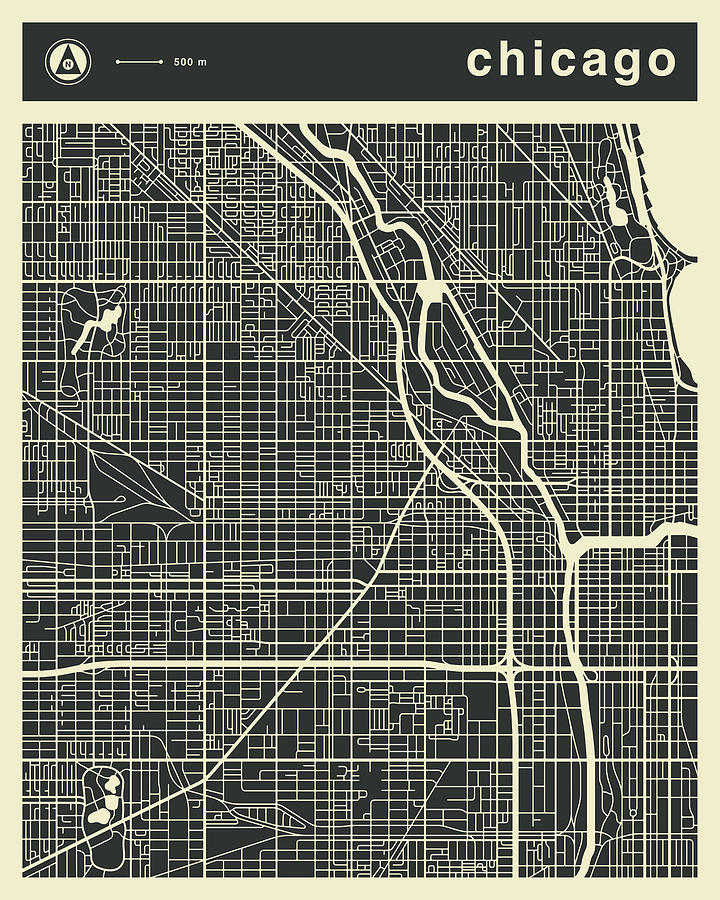 Chicago Digital Art - Chicago Map 3 by Jazzberry Blue