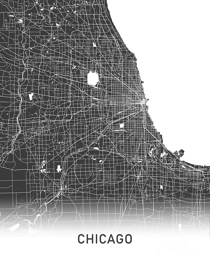 Chicago Map Black And White Photograph By Delphimages Photo Creations