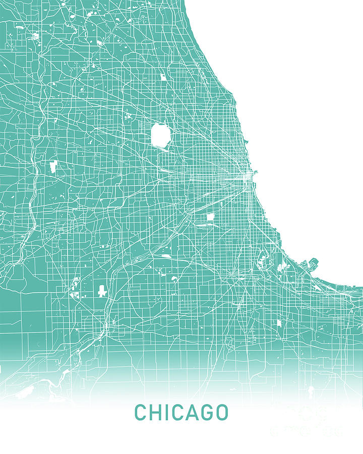 Chicago map teal Photograph by Delphimages Map Creations