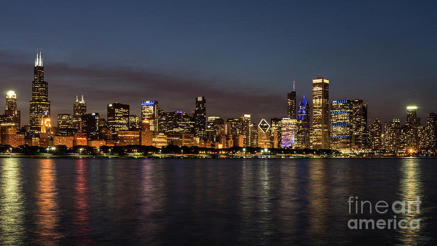 Chicago Night Cityscape Photograph by Jennifer White