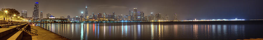 Chicago Night Skyline Photograph by Jeremyvandermeer