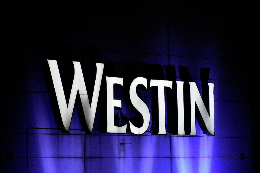 Chicago NightTime City View Westin Hotel Signage Photograph by Thomas Woolworth