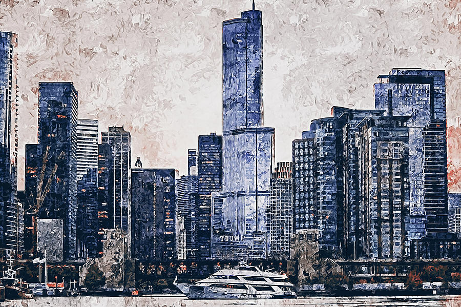 Chicago Panorama - 10 Painting by AM FineArtPrints