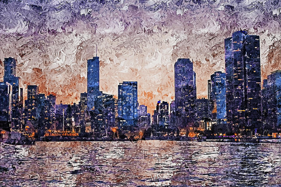 Chicago Panorama - 11 Painting by AM FineArtPrints