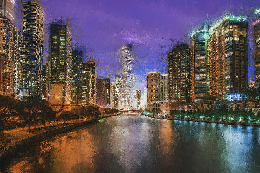 Chicago Panorama - 15 Painting by AM FineArtPrints