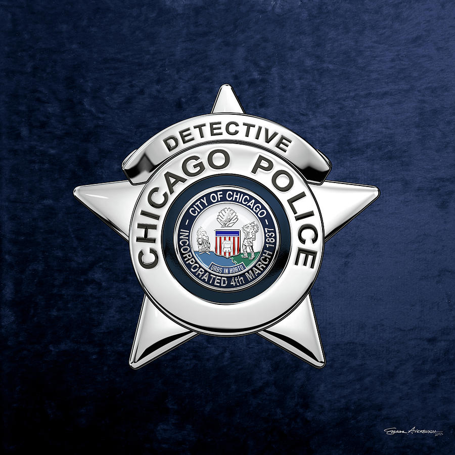Chicago Police Department Badge -  C P D  Detective Star over Blue Velvet Digital Art by Serge Averbukh