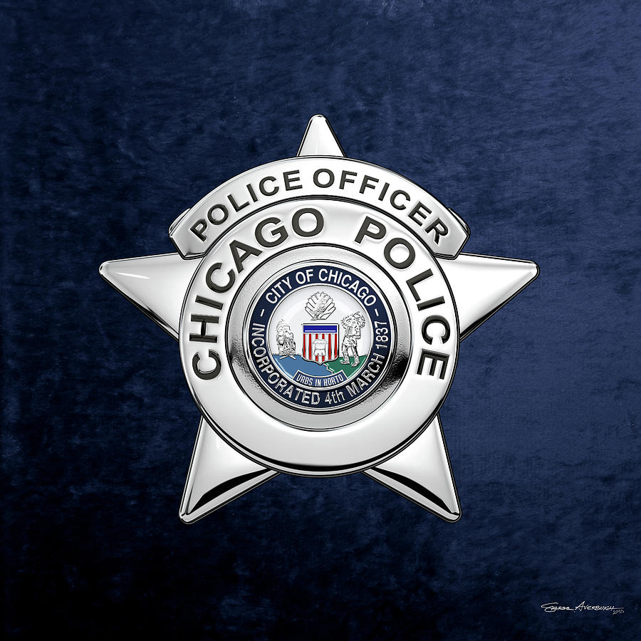 Chicago Police Department Badge -  C P D   Police Officer Star over Blue Velvet Digital Art by Serge Averbukh