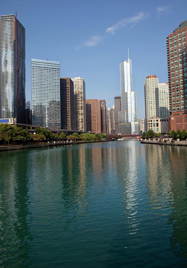 Chicago River And Skyscrapers In Photograph by Lillisphotography