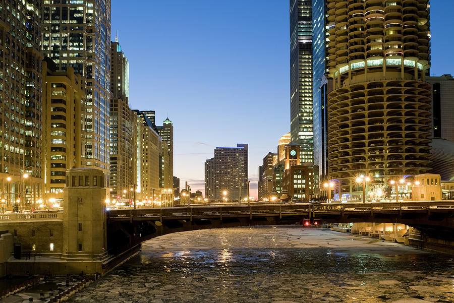 Chicago River At Dusk Photograph by Chris Pritchard