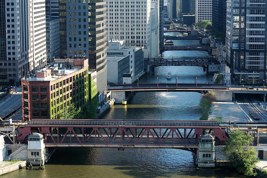 Chicago River Bridges Photograph by Stevegeer
