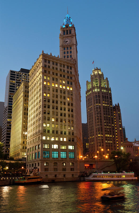 Chicago River, Wrigley Building And Photograph by Ed Reschke