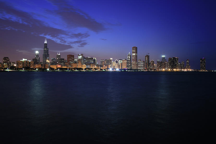Chicago Skyline At Night Photograph by Ekash
