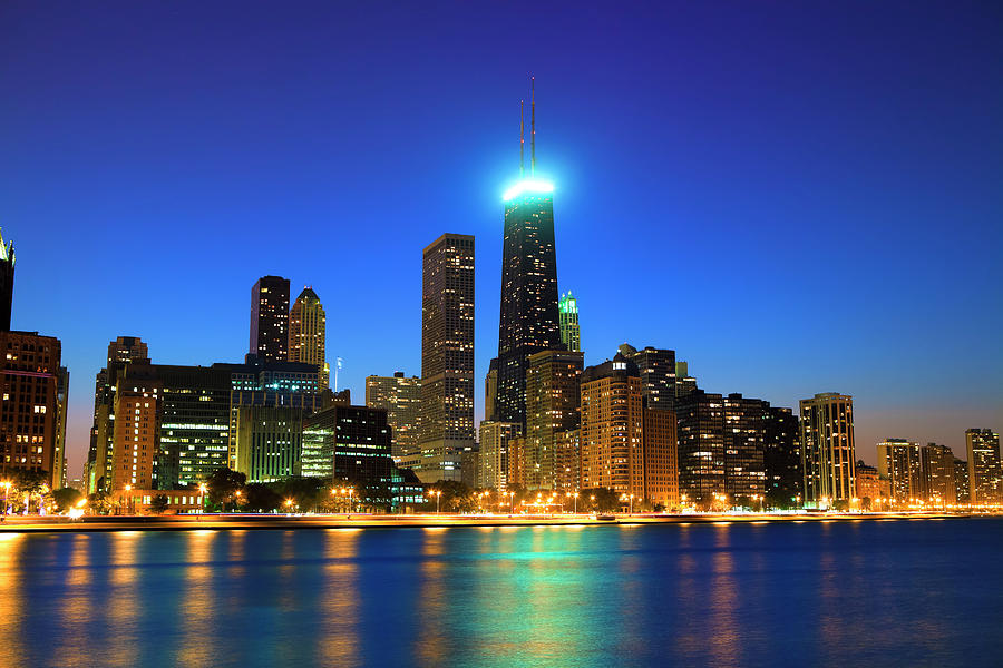 Chicago Skyline At Night Photograph by Pawel.gaul