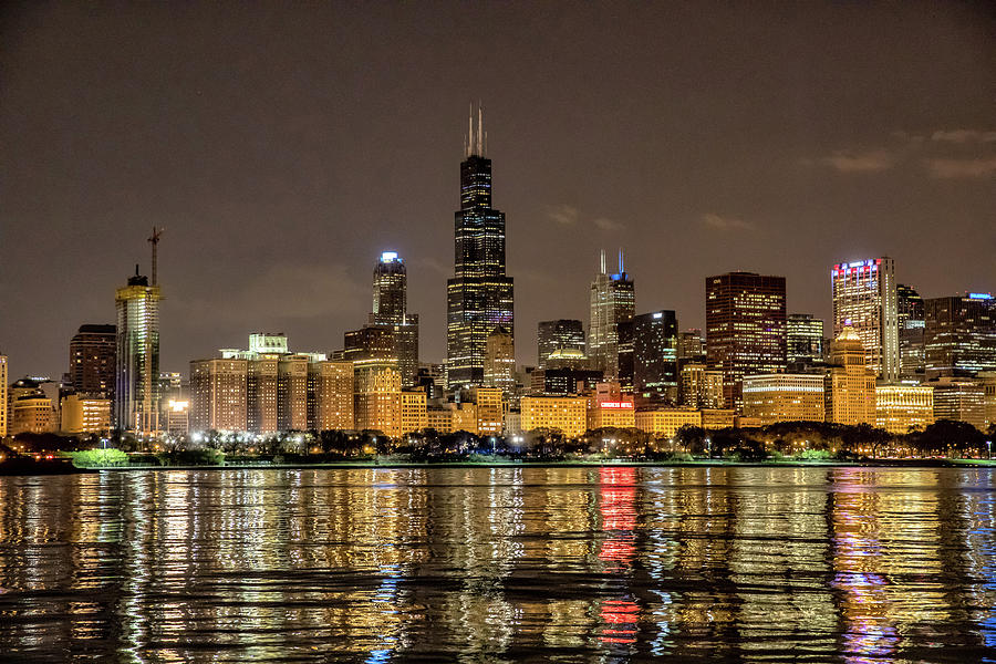 Chicago Skyline at Night Photograph by Peter Ciro