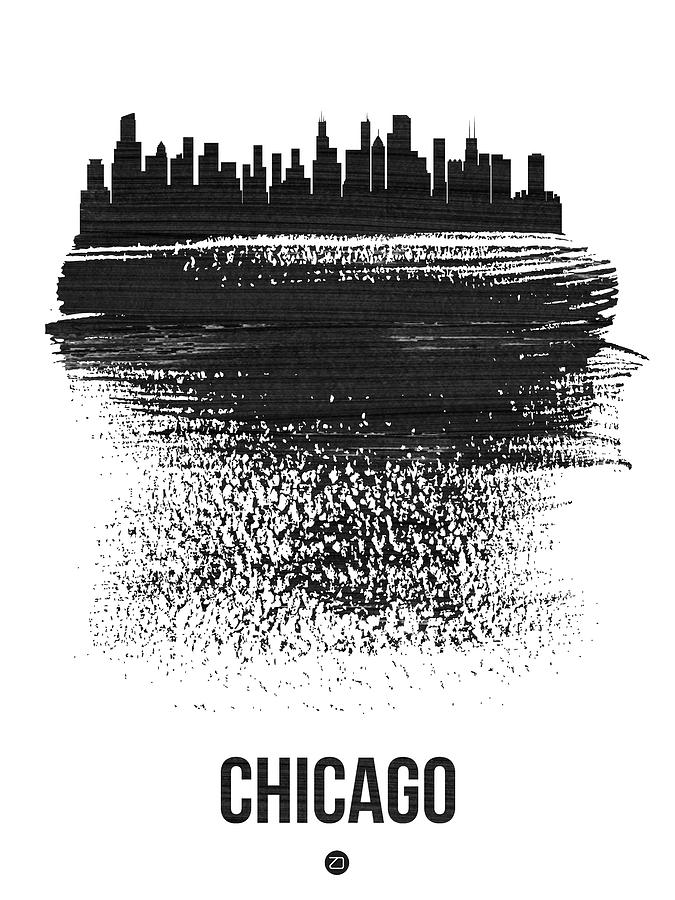 Chicago Mixed Media - Chicago Skyline Brush Stroke Black by Naxart Studio Chicago Mixed Media - Chicago Skyline Brush Stroke Black by Naxart Studio