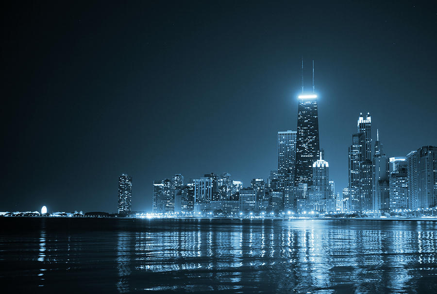 Chicago Skyline By Night Photograph by Kubrak78