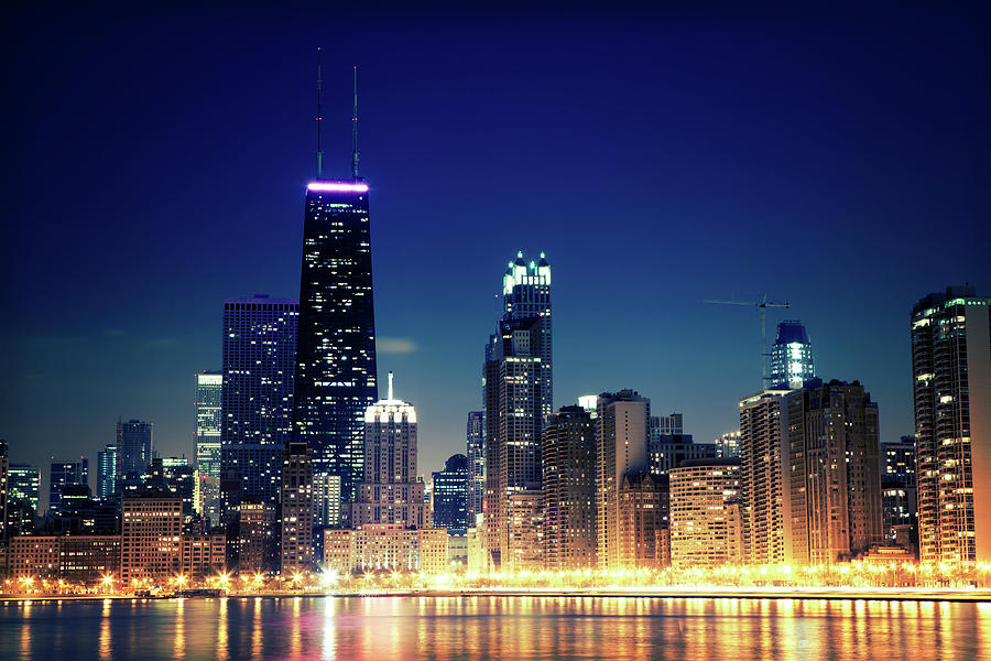 Chicago Skyline By Night Photograph by Pawel.gaul
