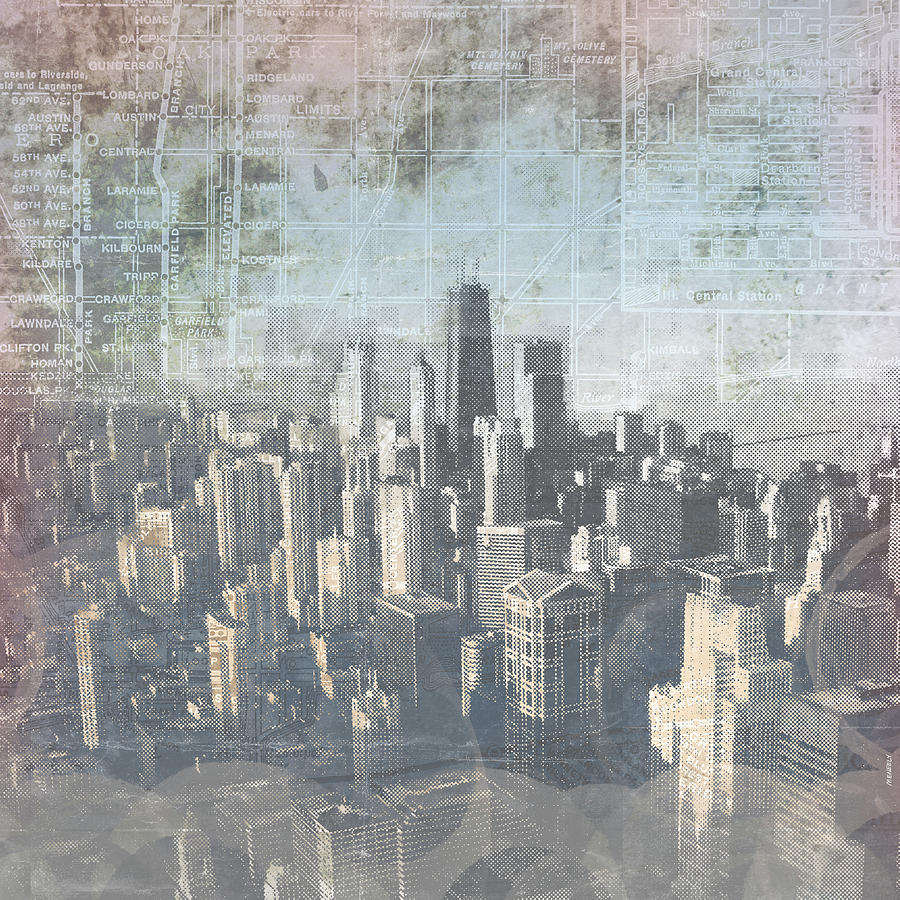 Chicago Painting - Chicago Skyline II by Dan Meneely