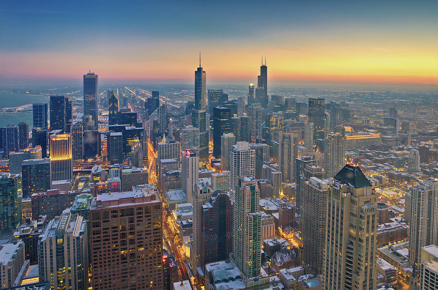Chicago Skyline In Blue Hour Photograph by Delobbo.com