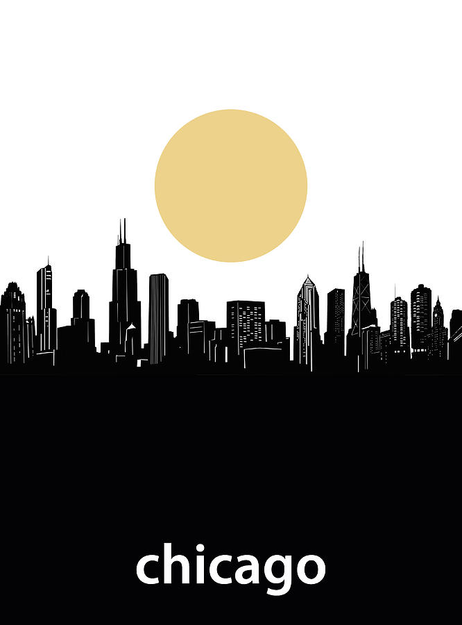 Chicago Skyline Minimalism Digital Art
