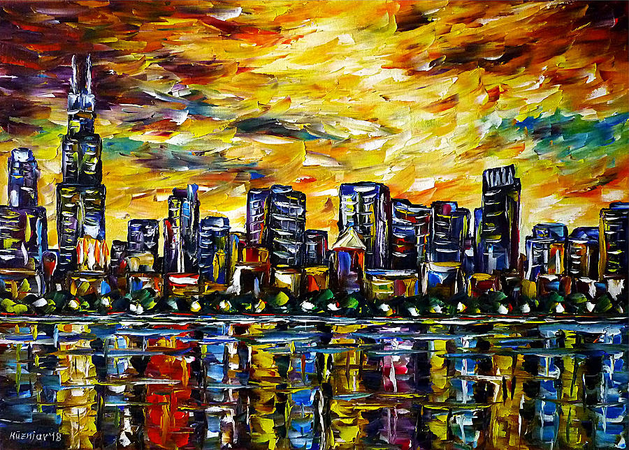 Chicago, Skyline Painting by Mirek Kuzniar