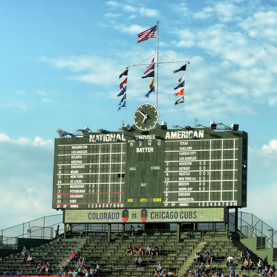 Chicago Sports Chicago Cubs Scoreboard SQ Format Photograph By Thomas ...