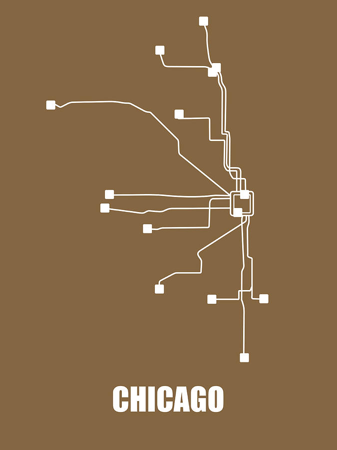Chicago Digital Art - Chicago Subway Map 2 by Naxart Studio