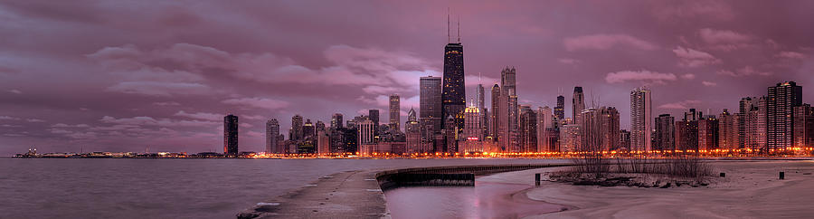 Chicago Sunrise Panorama Photograph by Dave Wilson