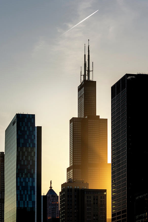 Chicago Photograph - Chicago Sunset Rays by Chicago In Photographs