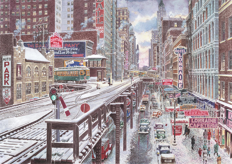 Winter Painting - Chicago, The Loop by Stanton Manolakas