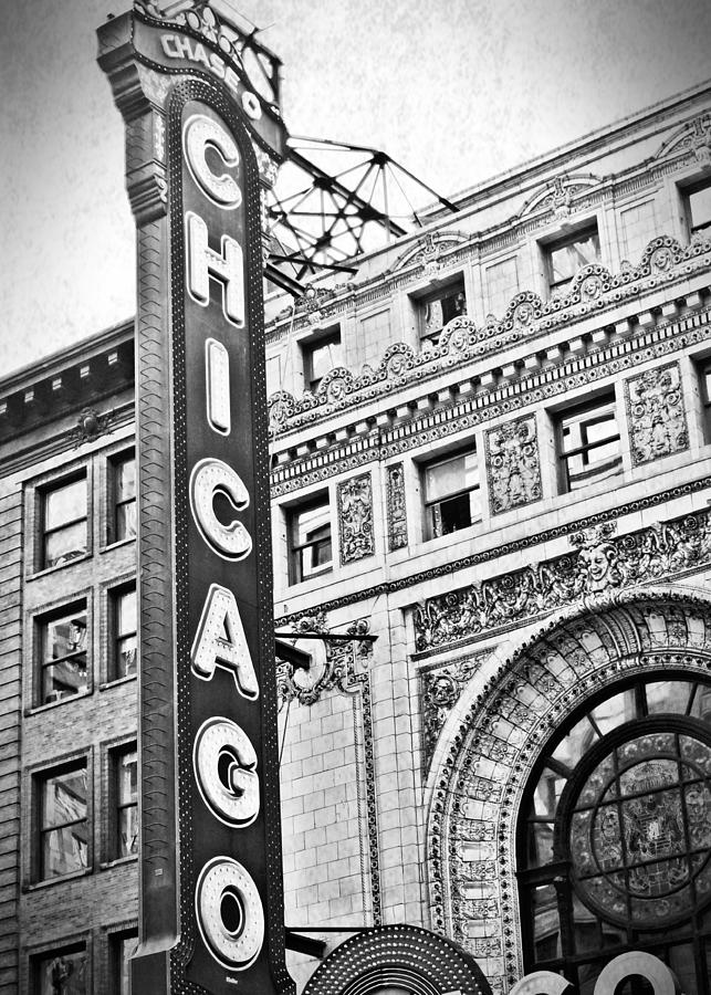 Chicago Theater BW Vintage Photograph by Mary Pille