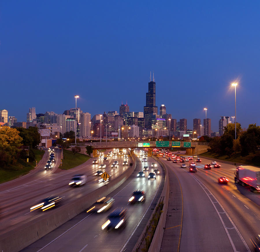Chicago Traffic At Dusk Photograph by Chrisp0